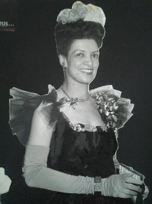 Aunt Dorothy wearing one of her creations!